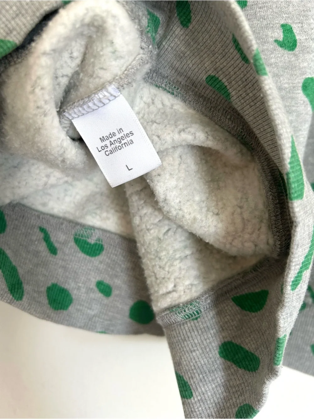 CLARE V.  Gray Sweatshirt with Green Leopard Spots and Red Lip Motif - Picture 7 of 7